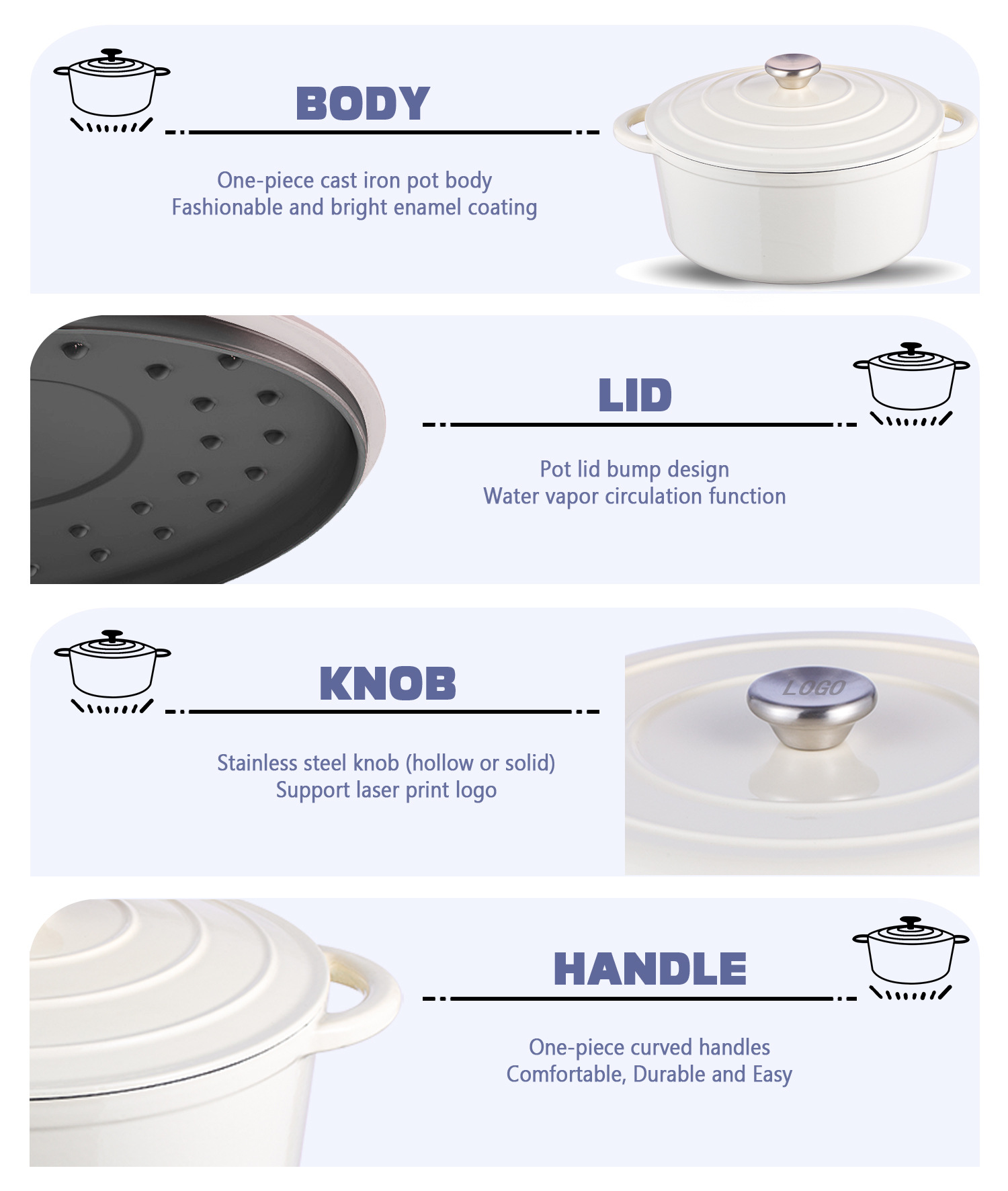 Dutch Oven Enamel - Juego de utensilios de cocina de